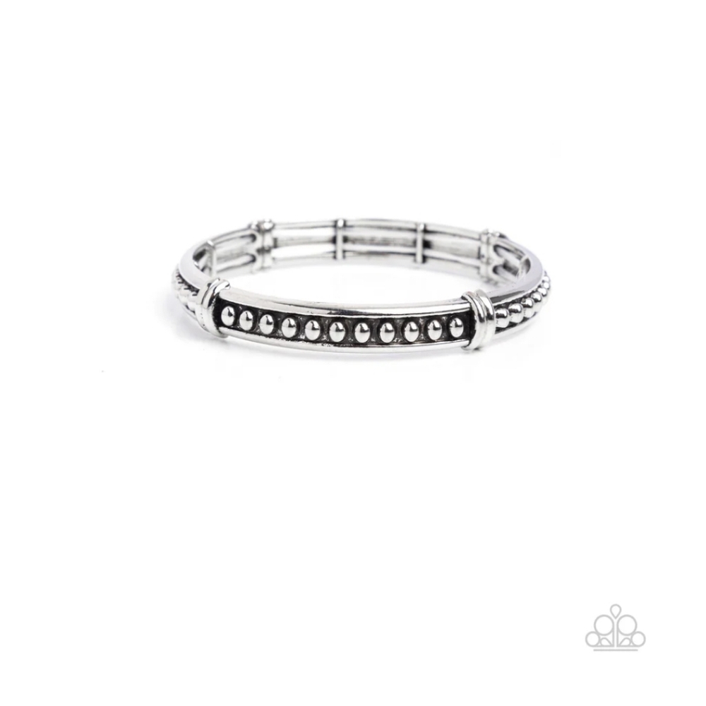 Studded Surprise Silver Bracelet Stretchy Fashion Jewelry Paparazzi